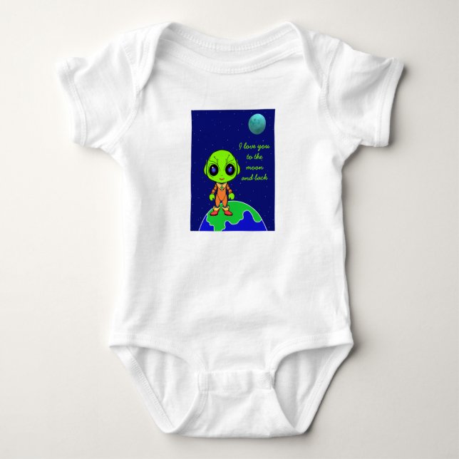 Body Baby one-piece avec alien et lune par Jo Images (Devant)