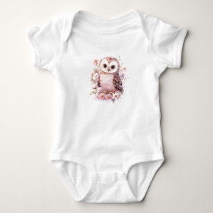 Body Baby Owl Baby Owlet avec fleurs