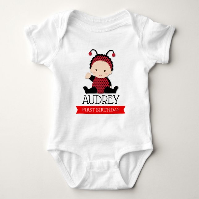 Body Baby Red Ladybug premier Baby shower d'anniversair (Devant)