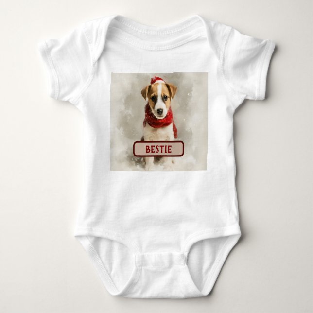 Body Baby’s Christmas Bodysuit – Cute Bestie Dog Design (Devant)