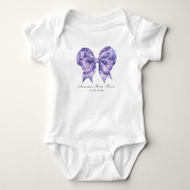 Body Baby-Shower à l'aquarelle avec Nœud et Points (Devant)
