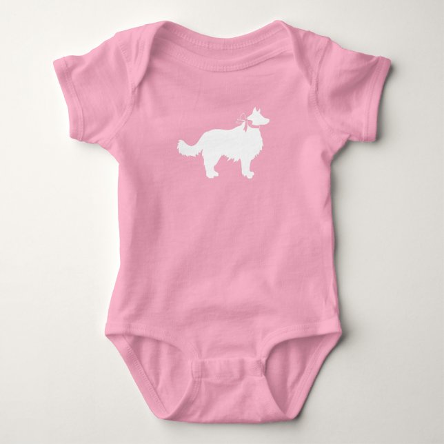 Body Baby Shower Chien Border Collie Fille Rose (Devant)