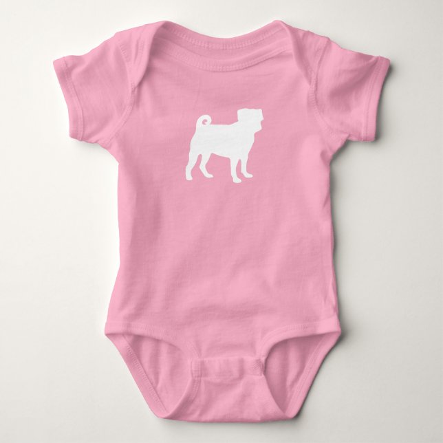 Body Baby Shower Chien Carlin Fille Rose (Devant)