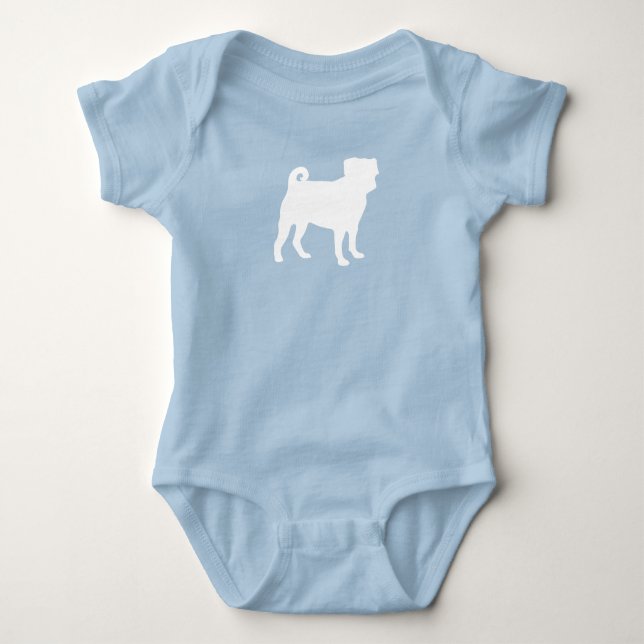 Body Baby Shower Chien Carlin Garçon Bleu Petit Chien (Devant)