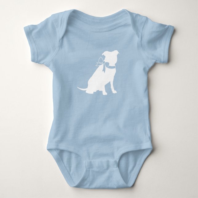 Body Baby Shower Chien Pit Bull Bleu Garçon Pitbull (Devant)