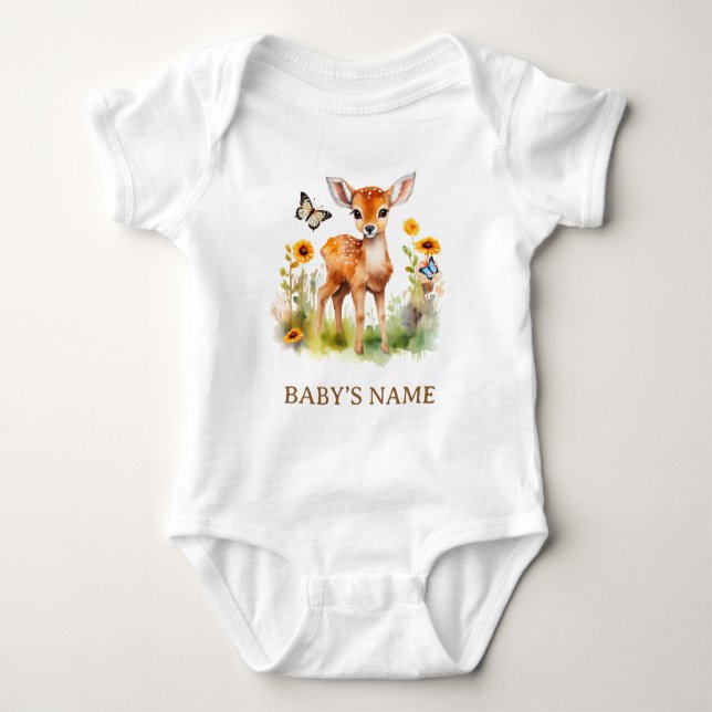 Body Baby shower de cerfs d'animaux de bois (Devant)