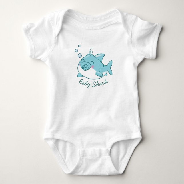 Body Baby-Shower de requin mignon Kawaii bleu garçon (Devant)