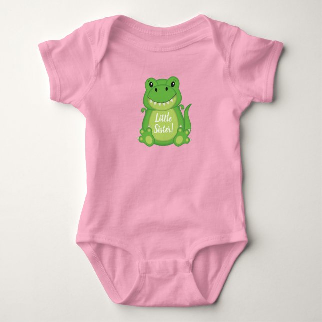 Body Baby Shower Dinosaure Bébé Fille T-Rex Rose (Devant)