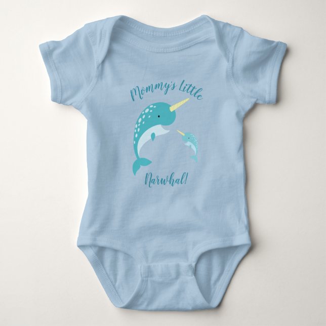 Body Baby shower Narwhal Blue Boy Whale (Devant)