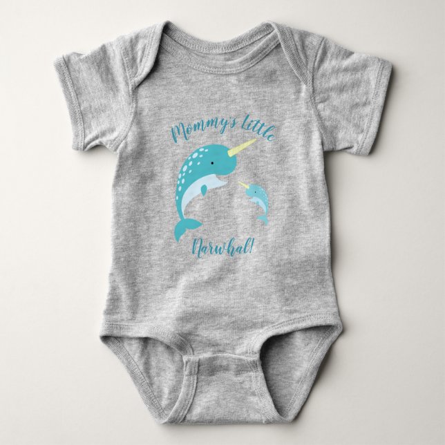 Body Baby shower Narwhal Jaune Genre Baleine Neutre (Devant)