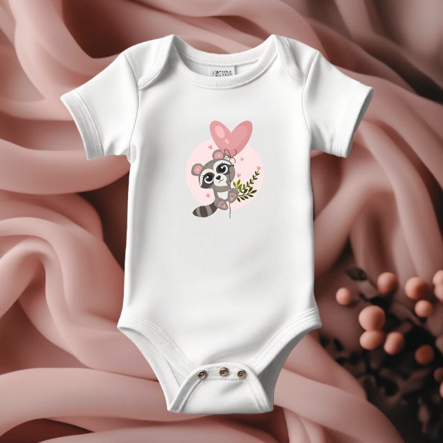 Body Baby shower raccoon minimaliste Cute (Minimalist Cute Raccoon Baby Shower Baby Bodysuit)