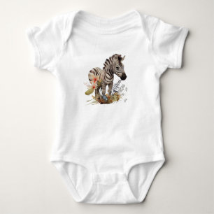 Body Baby Zebra avec beaucoup de fleurs