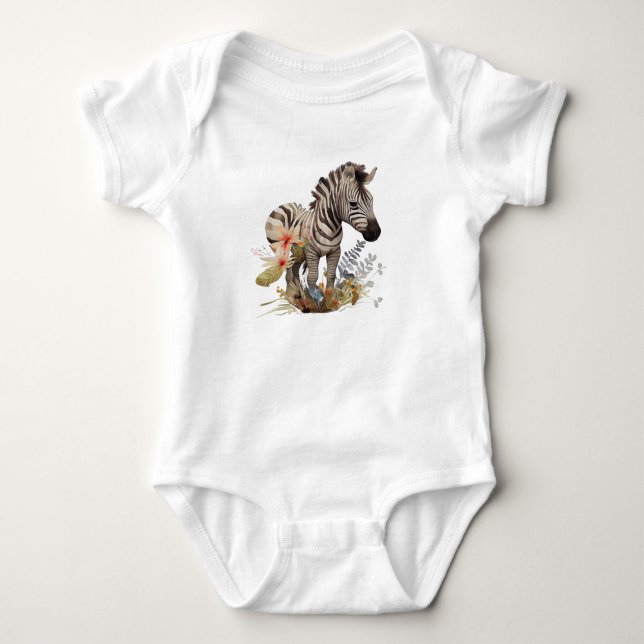Body Baby Zebra avec beaucoup de fleurs (Devant)
