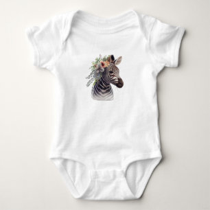 Body Baby Zebra avec fleurs