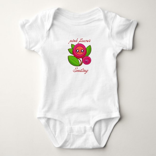 Body babysuite corps Fleur rose souriante (Devant)