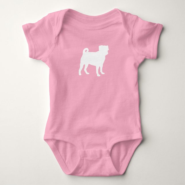 Body Bain de bébé Chien Carlin Bébé Fille Rose (Devant)