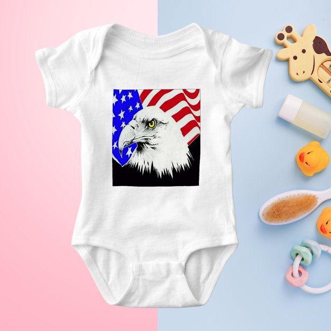 Body Bald Eagle et drapeau américain (Bald Eagle and American Flag Baby Bodysuit)