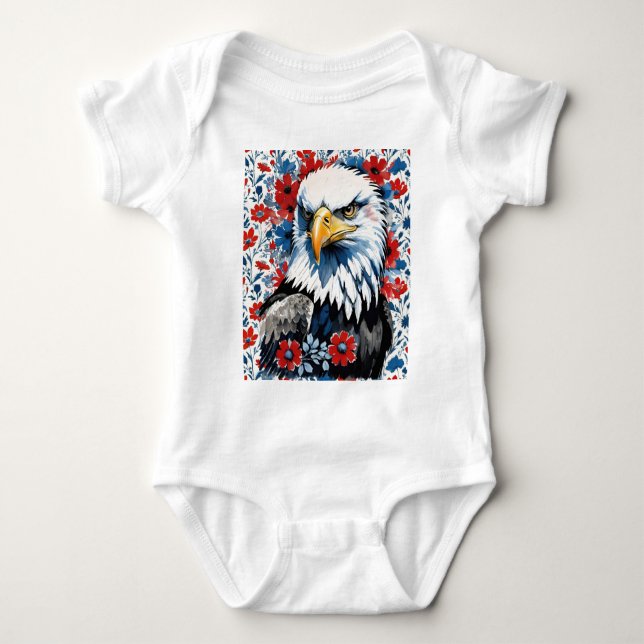 Body Bald Eagle Rouge Blanc et Bleu Floral USA (Devant)