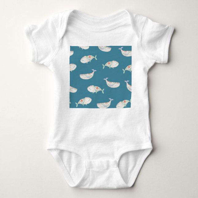 Body Baleine scandinave, animaux de mer motif (Devant)