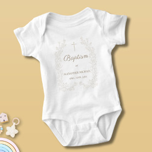 Body Baptême catholique chrétien moderne à croix floral