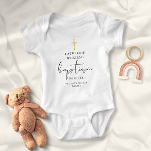 Body Baptême croix dorée moderne élégante