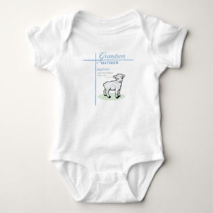 Body Baptême Petit-Fils Bleu Garçon Agneau Personnalisé