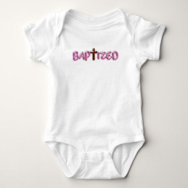 Body Baptisé - Costume de bébé Croix Rose - Baptême Cad (Devant)