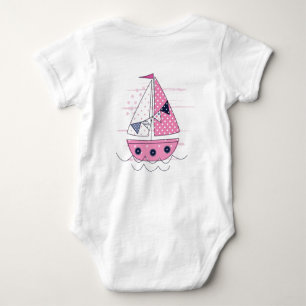 Body Bateau à voile Fille Hublot Rose Blanc à pois 