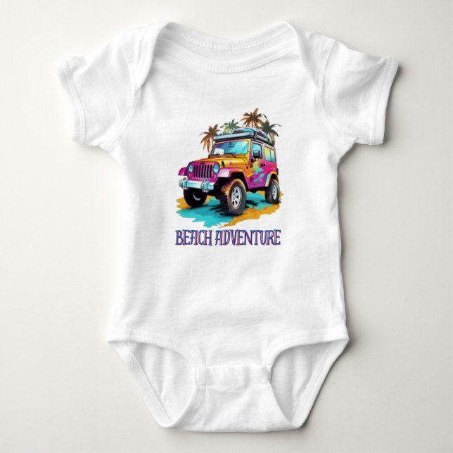 Body Beach Adventure Baby Bodysuit. (Devant)