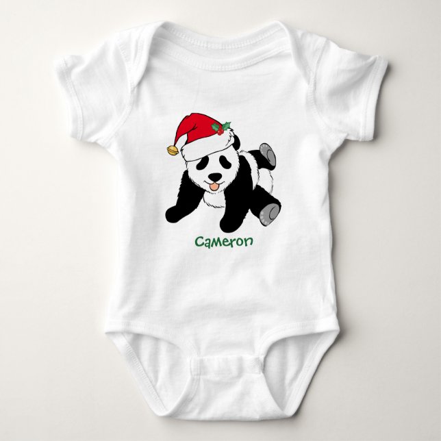 Body Bear de panda de Noël mignonne à Santa Hat Custom (Devant)