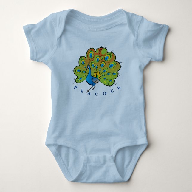Body Beau Paon Oiseau Orange Jaune Bleu Vert (Devant)