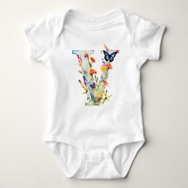 Body Beau Papillon de Fleur Sauvage Monogramme (Devant)