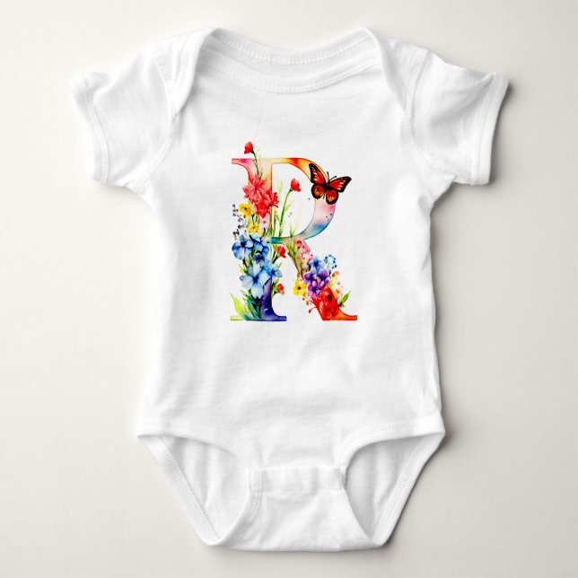 Body Beau Papillon de Fleur Sauvage Monogramme (Devant)