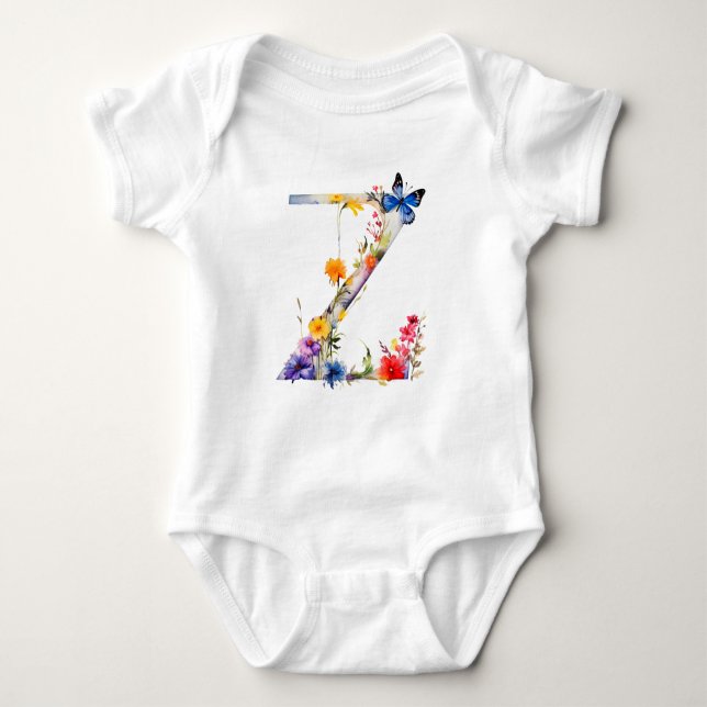 Body Beau Papillon de Fleur Sauvage Monogramme (Devant)
