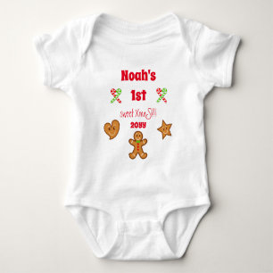Body Bébé 1er XmaS doux Pâtes en pain d'épices Texte ro