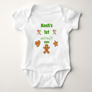 Body Bébé 1er XmaS doux Pâtes en pain d'épices Texte ve