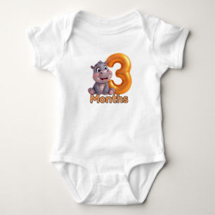 Body bébé – 3 Mois avec Hippopotame Mignon