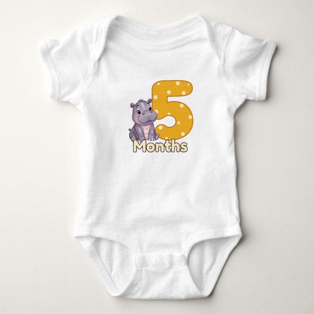 Body bébé – 5 mois avec un hippopotame mignon (Devant)