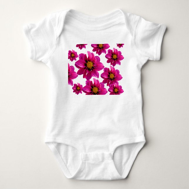 Body bébé à motif floral rose vibrant (Devant)