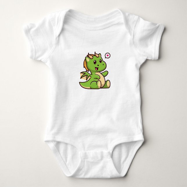 Body Bébé adorable Dragon vert (Devant)