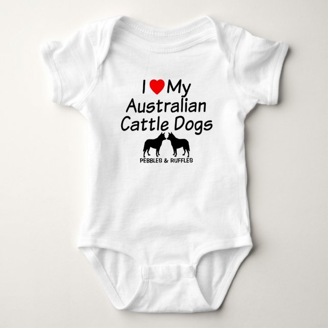 Body Bébé aime deux chiens de bétail australiens (Devant)