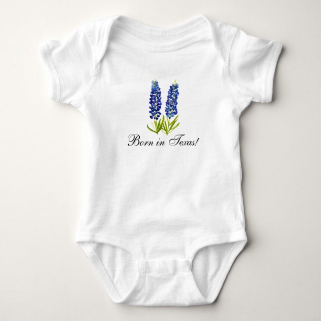 Body bébé aquarelle fleur bleue girly Bluebonnets (Devant)
