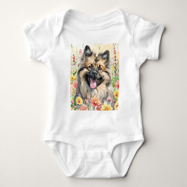 Body bébé aquarelle Keeshond (Devant)