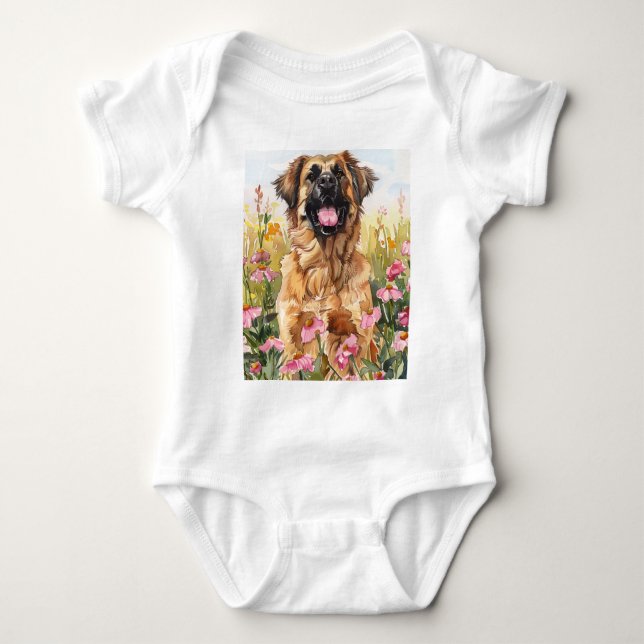 Body bébé aquarelle Leonberger (Devant)