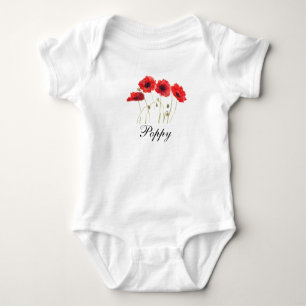 Body bébé aquarelle rouge coquelicot floral