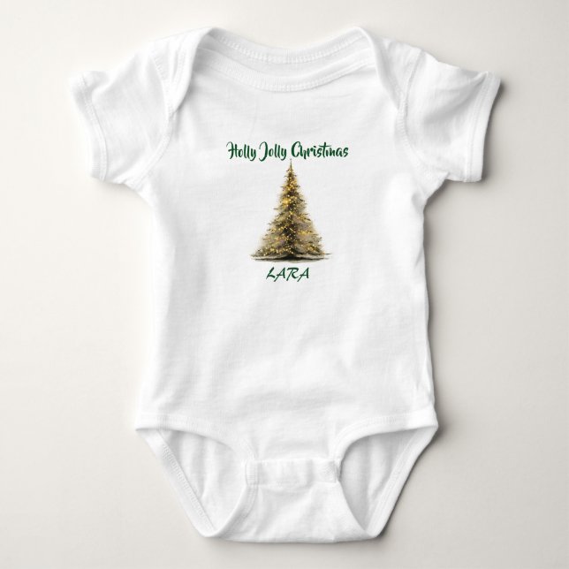 Body bébé arbre de Noël – Texte & Nom (Devant)