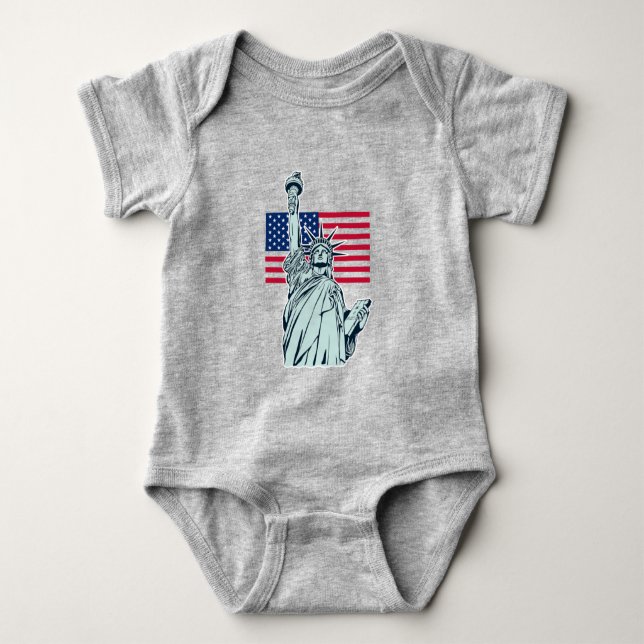 Body bébé avec drapeau américain et Lady Liberty (Devant)