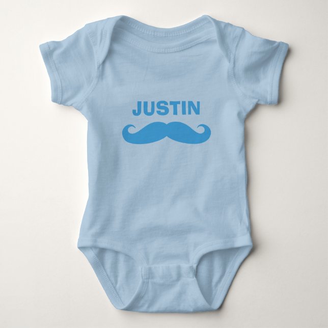 Body bébé avec moustache bleue drôle pour nourriss (Devant)