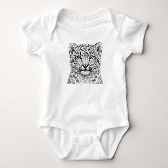 Body bébé avec un adorable léopard des neiges (Devant)