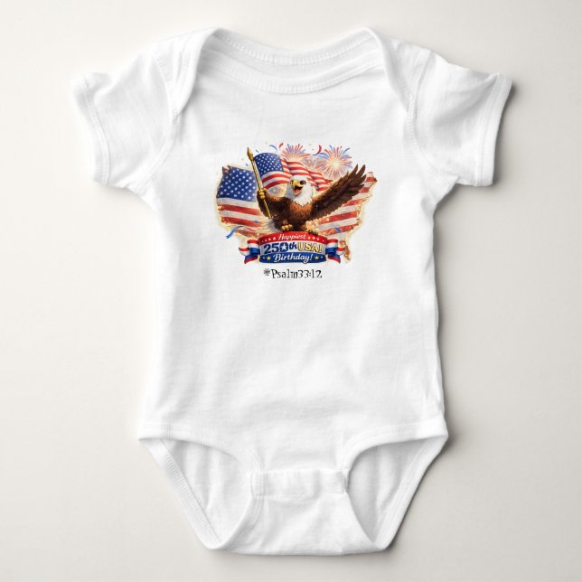 body bébé Bénis Joyeux 250e Anniversaire USA! (Devant)